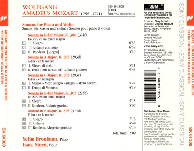 Sony Classical - Mozart - Sonatas For Piano & Violin (1995) [WAV]